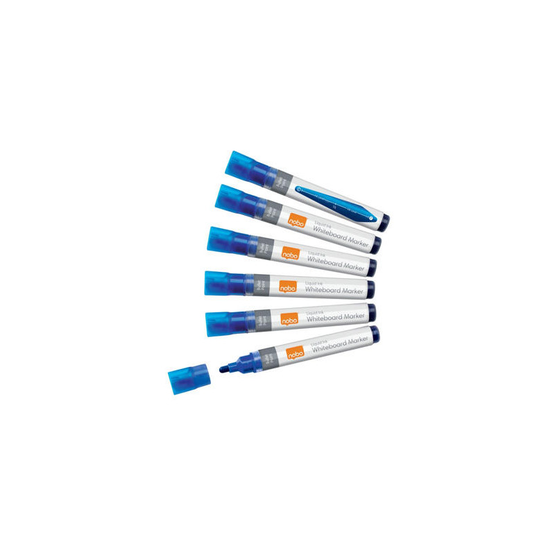 ROTULADOR NOBO PARA PIZARRA BLANCA TINTA LIQUIDA PUNTA CONICA 3 MM AZUL CAJA DE 10 UNIDADES