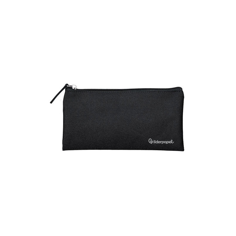 ESTUCHE PORTATODO LIDERPAPEL PLANO ANCHO UNA CREMALLERA 200X100 MM NEGRO