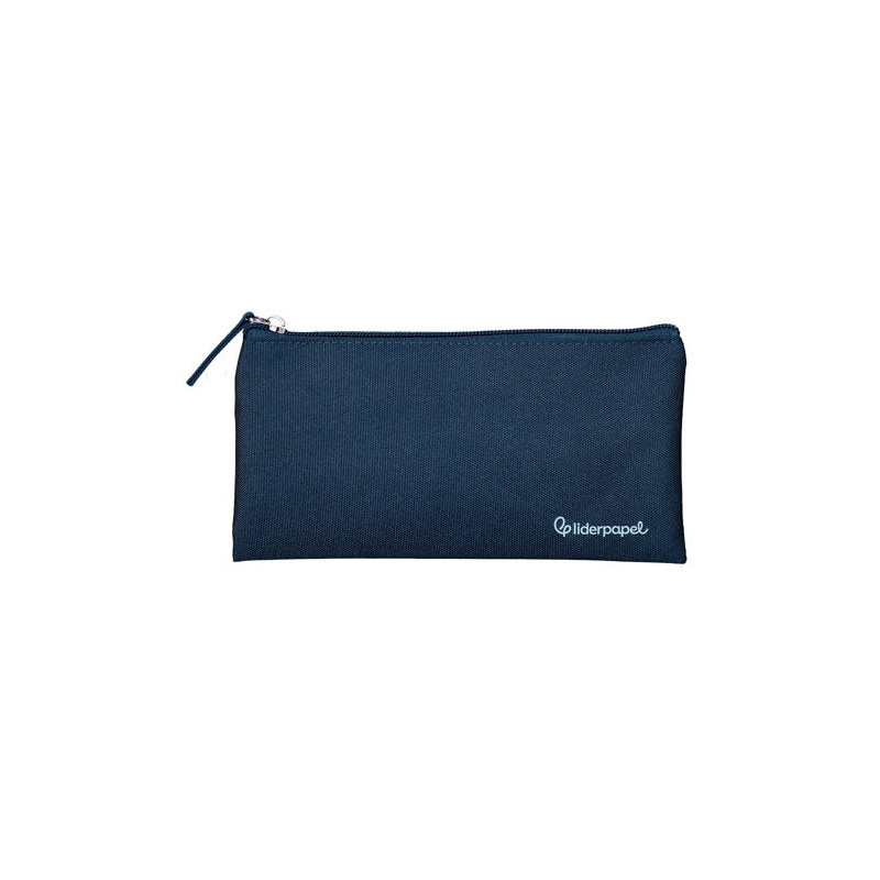 ESTUCHE PORTATODO LIDERPAPEL PLANO ANCHO UNA CREMALLERA 200X100 MM AZUL MARINO