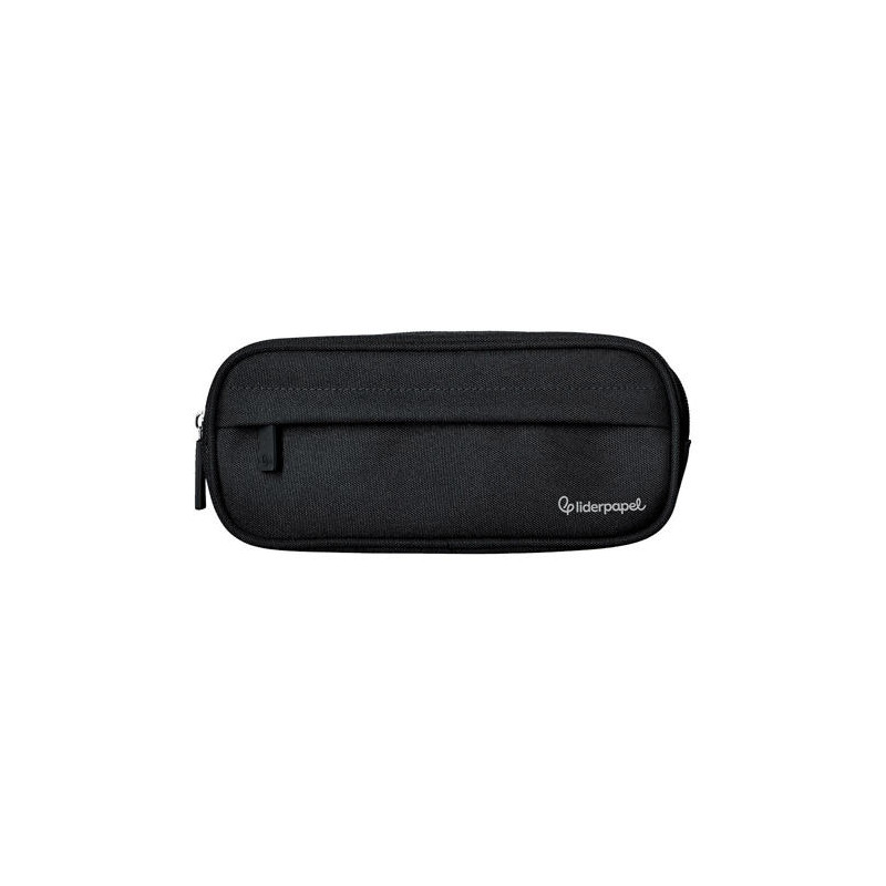 ESTUCHE PORTATODO LIDERPAPEL CLASSIC OVALADO 2 CREMALLERAS CON BOLSILLO DELANTERO 210X90MM NEGRO