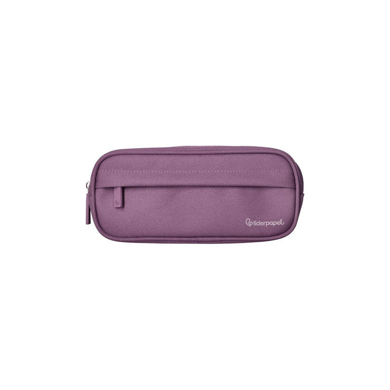 ESTUCHE PORTATODO LIDERPAPEL CLASSIC OVALADO 2 CREMALLERAS CON BOLSILLO DELANTERO 210X90MM MORADO EM