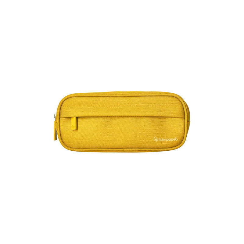 ESTUCHE PORTATODO LIDERPAPEL CLASSIC OVALADO 2 CREMALLERAS CON BOLSILLO DELANTERO 210X90MM AMARILLO