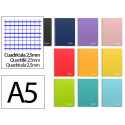 CUADERNO ESPIRAL LIDERPAPEL DIN A5 WITTY TAPA DURA 80H 90GR PAUTA ESTRECHA 2,5MM CONMARGEN COLORES S