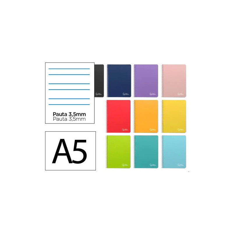 CUADERNO ESPIRAL LIDERPAPEL DIN A5 WITTY TAPA DURA 80H 90GR RAYADO MONTESSORI 3,5 MM COLORES SURTIDO