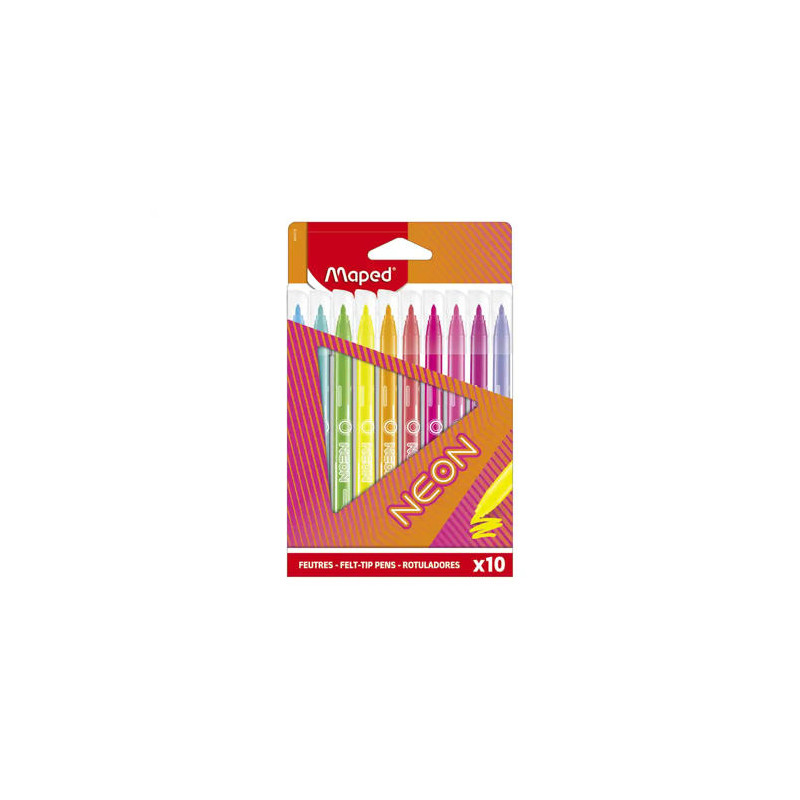 ROTULADOR MAPED FLUORESCENTE NEON CAJA DE 10 UNIDADES COLORES SURTIDOS