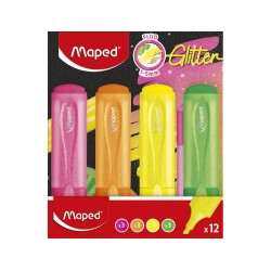 ROTULADOR MAPED FLUORESCENTE GLITTER BLISTER DE 12 UNIDADES COLORES SURTIDOS