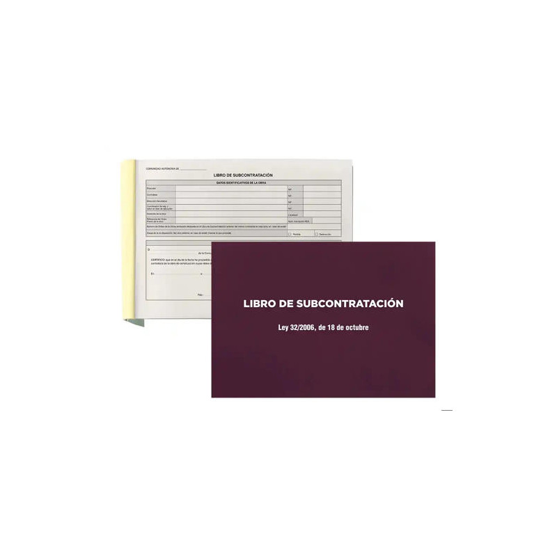 LIBRO LIDERPAPEL SUBCONTRATACION FOLIO JUEGO DE 10 HOJAS AUTOCOPIATIVAS