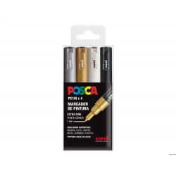 ROTULADOR UNI POSCA PC-1M/4C MARCADOR DE PINTURA PUNTA EXTRAFINA 1 MM ESTUCHE GSWB DE 4 UNIDADES SUR