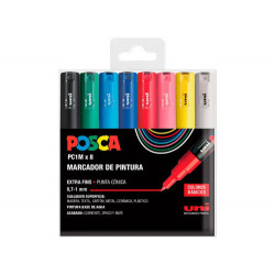 ROTULADOR UNI POSCA PC-1M/8C MARCADOR DE PINTURA PUNTA CONICA 0,7-1 MM ESTUCHE DE 8 UNIDADES COLORES