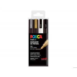 ROTULADOR UNI POSCA PC-3M/4C MARCADOR DE PINTURA PUNTA CONICA 0,9-1,3 MM GSWB ESTUCHE DE 4 UNIDADES