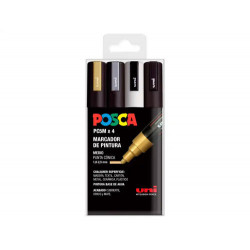 ROTULADOR UNI POSCA PC-5M/4C MARCADOR DE PINTURA PUNTA CONICA 1,8-2,5 MM GSWB ESTUCHE DE 4 UNIDADES