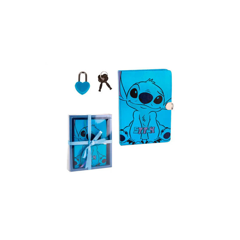 DIARIO STITCH CON CANDADO FORMA CORAZON 165X210 MM