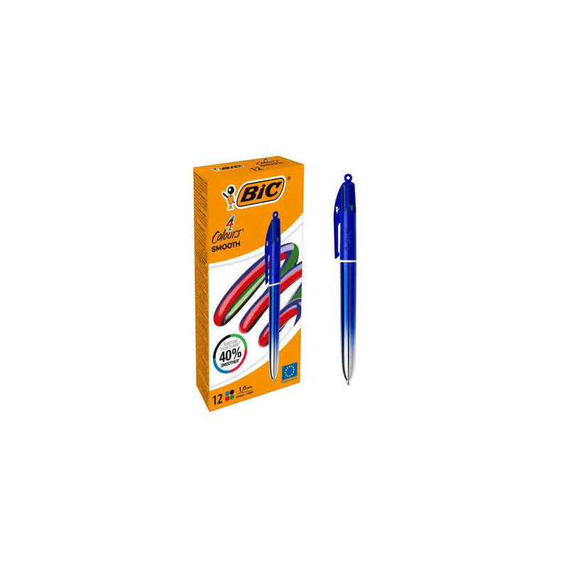 BOLIGRAFO BIC CUATRO COLORES SMOOTH GRADIENTE COLOR AZUL