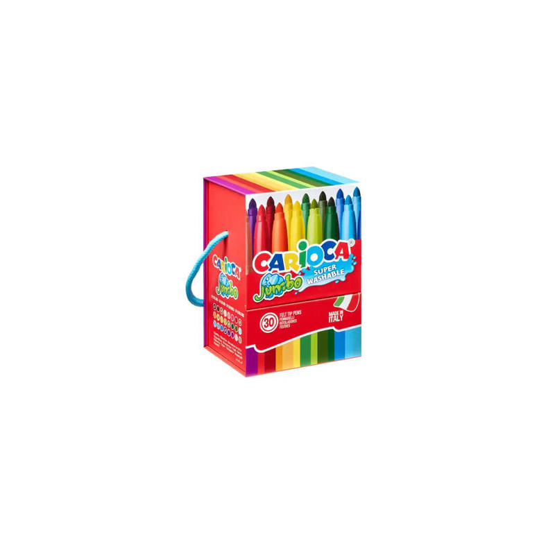 ROTULADOR CARIOCA JUMBO CAJA PREMIUM CON ASA 30 UNIDADES COLORES SURTIDOS