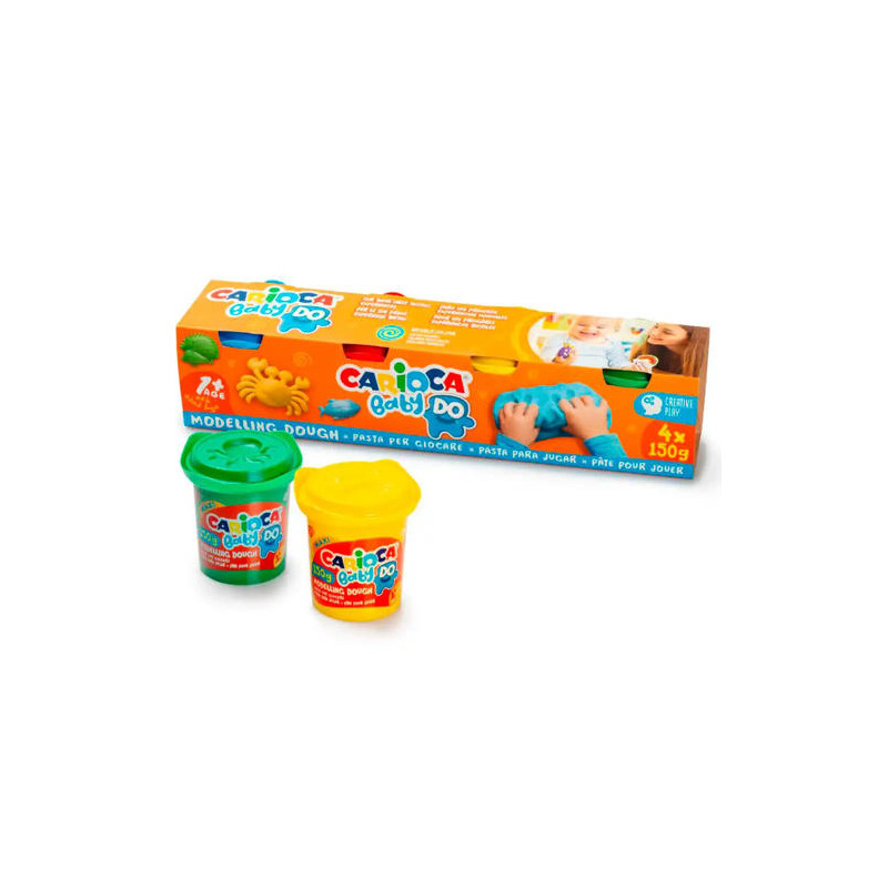 PASTA DE MODELAR CARIOCA BABY DO 150 ML CAJA DE 4 UNIDADES COLORES SURTIDOS