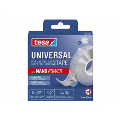 CINTA ADHESIVA TESA DOBLE CARA NANO UNIVERSAL TRANSPARENTE 3 MT X 30 MM