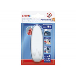GANCHO AUTOADHESIVO TESA POWERSTRIPS OVALADO HASTA 3 KG COLOR BLANCO