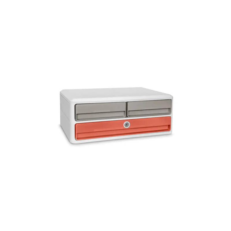 FICHERO CAJONES DE SOBREMESA CEP TERRA NOVA 2 CAJONES PEQUEÑOS + 1 CAJON GRANDE COLOR TERRACOTA/AREN