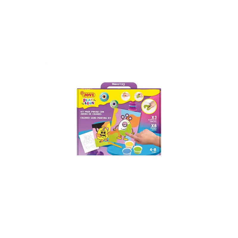 JUEGO JOVI PLAY&FUN PINTA CON ARENA DE COLORES MONSTRUOS DIVERTIDOS
