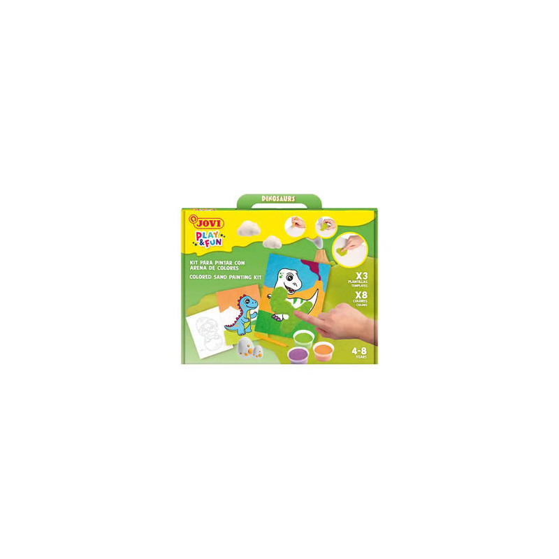 JUEGO JOVI PLAY&FUN PINTA CON ARENA DE COLORES DINOSAURIOS