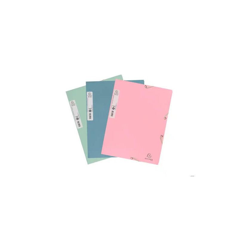CARPETA EXACOMPTA AUTENTIK GOMAS CARTON RECICLADO TRES SOLAPAS DIN A4+ PACK DE 6 COLORES SURTIDOS