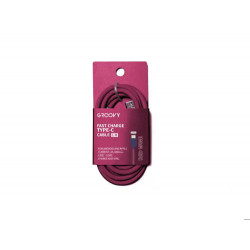 CABLE GROOVY TIPO C A TIPO C CARGA RAPIDA LONGITUD 1 MT COLOR ROJO