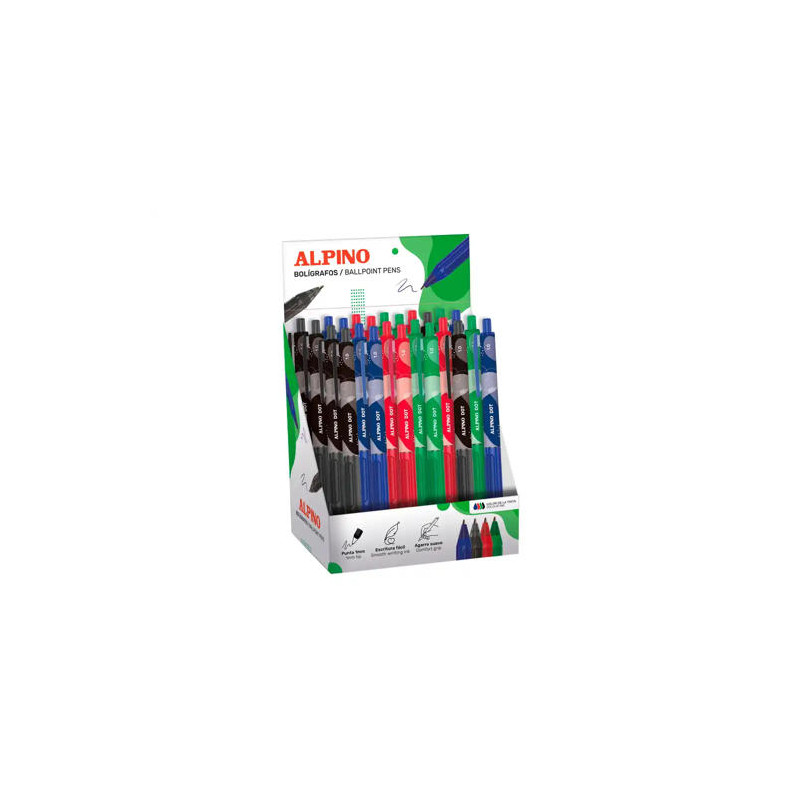 BOLIGRAFO ALPINO DOT TINTA ACEITE EXPOSITOR DE 24 UNIDADES COLORES SURTIDOS