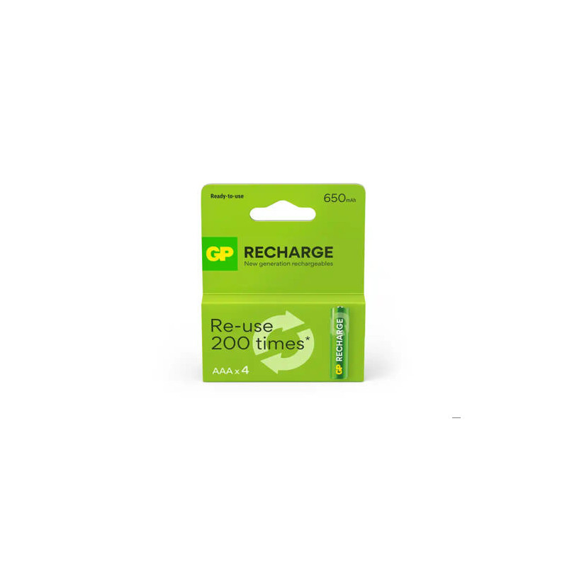 PILA GP RECARGABLE AAA 650 MAH BLISTER DE 4 UNIDADES