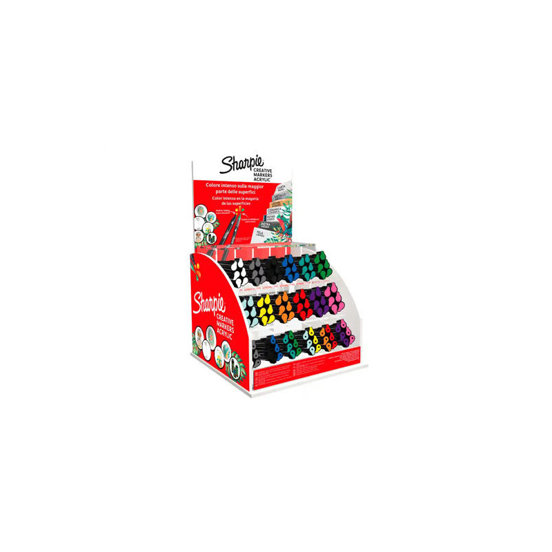 ROTULADOR SHARPIE ACRILICO PUNTA FINA EXPOSITOR DE 144 UNIDADES COLORES SURTIDOS