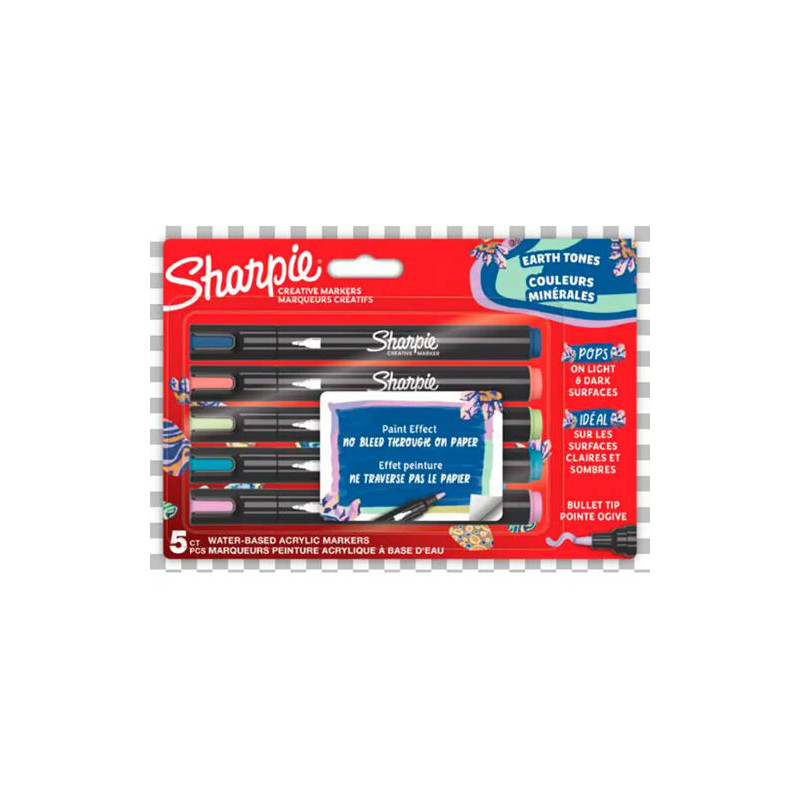 ROTULADOR SHARPIE ACRILICO EARTH TONES BLISTER DE 5 UNIDADES COLORES SURTIDOS