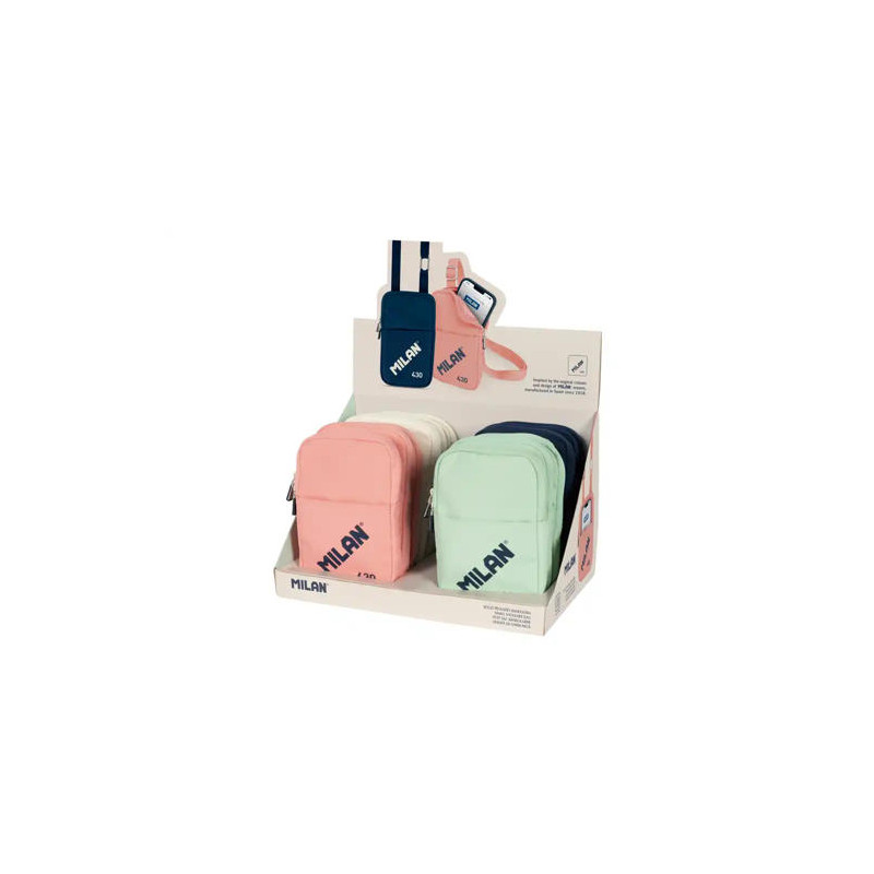 BOLSO BANDOLERA MILAN 430 SINCE 1918 PEQUEÑO EXPOSITOR DE 12 UNIDADES COLORES SURTIDOS