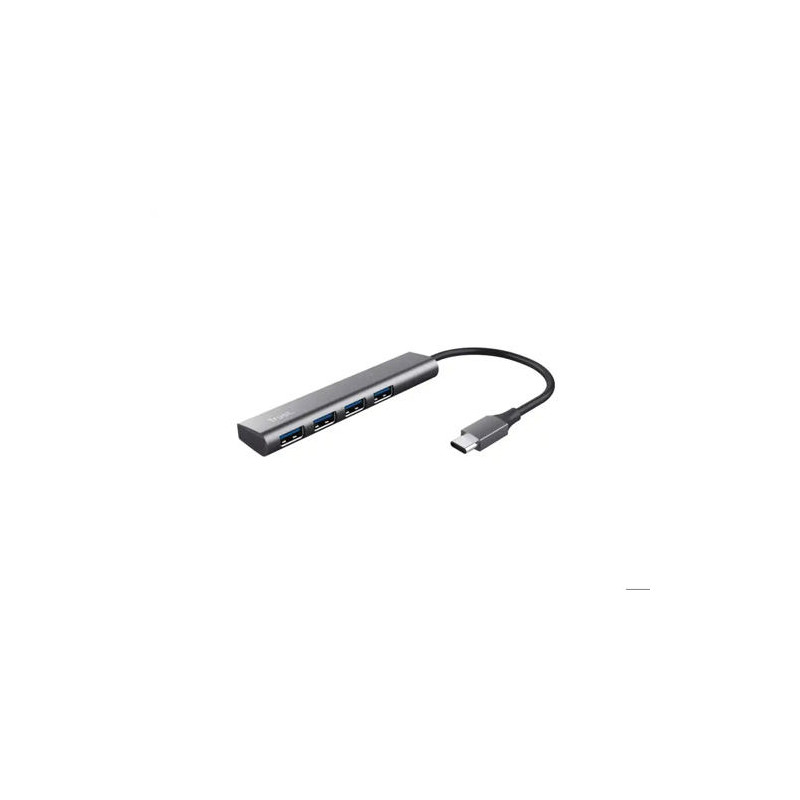 HUB TRUST HALYX 4 PUERTOS USB-A CONEXION USB-C COLOR GRIS