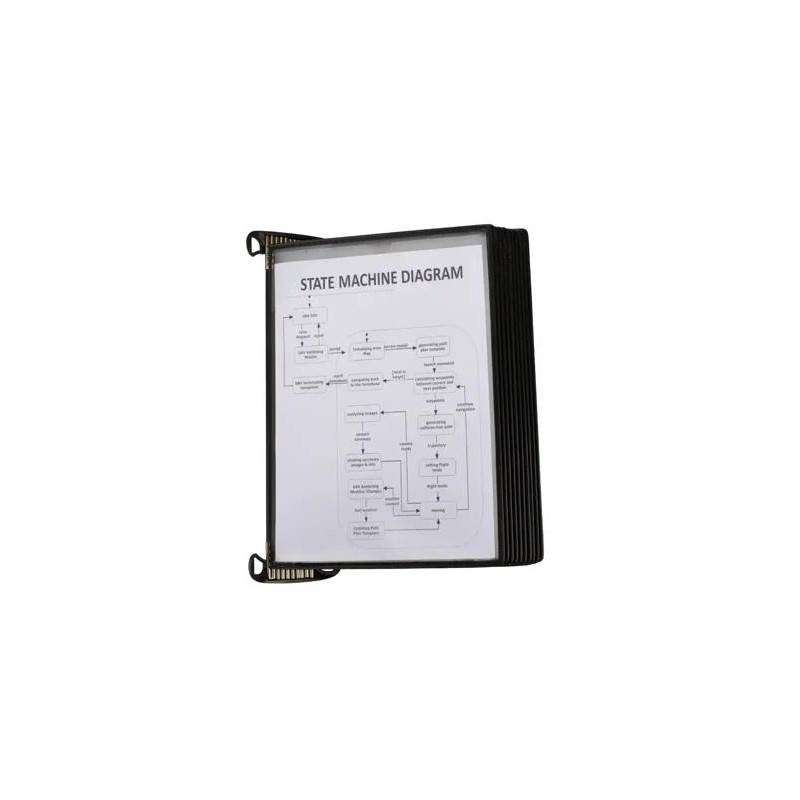 PORTACATALOGO DE PARED TARIFOLD PRO CON 10 FUNDAS A4 POLIPROPILENO EASY LOAD COLOR NEGRO 355X430X170