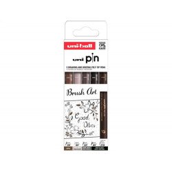 ROTULADOR UNIBALL PIN PUNTA PINCEL FLEXIBLE BLISTER DE 5 UNIDADES COLORES SURTIDOS