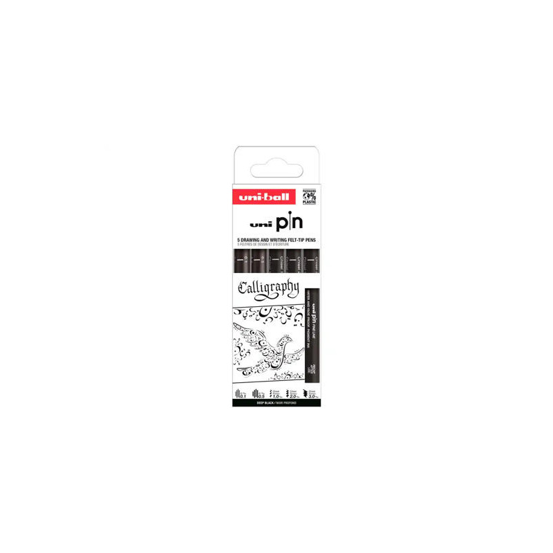 ROTULADOR UNIBALL PIN CALIGRAFICO COLOR NEGRO BLISTER DE 5 UNIDADES