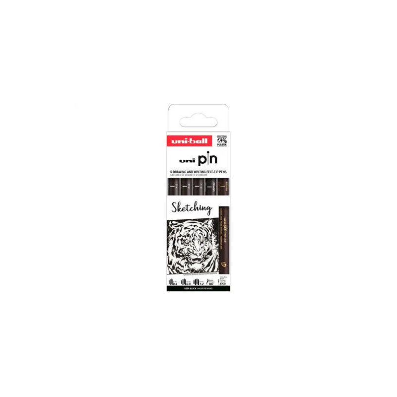 ROTULADOR UNIBALL PIN SKETCHING COLOR NEGRO BLISTER DE 5 UNIDADES