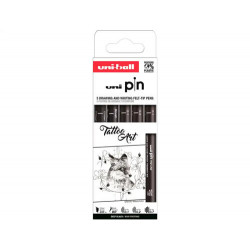 ROTULADOR UNIBALL PIN TATTOO ART COLOR NEGRO BLISTER DE 5 UNIDADES