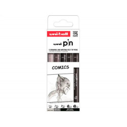 ROTULADOR UNIBALL PIN COMICS BLISTER DE 5 UNIDADES COLORES SURTIDOS