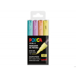 ROTULADOR UNI POSCA PC-1M MARCADOR DE PINTURA PUNTA EXTRAFINA 0,7 MM BLISTER DE 4 UNIDADES COLORES P