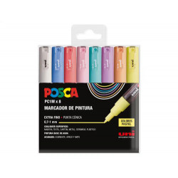 ROTULADOR UNI POSCA PC-1M MARCADOR DE PINTURA PUNTA EXTRAFINA 0,7 MM BLISTER DE 8 UNIDADES COLORES P