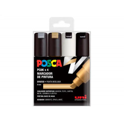 ROTULADOR UNI POSCA PC-8K/4C MARCADOR DE PINTURA PUNTA BISELADA 8 MM BLISTER DE 4 UNIDADES COLORES S
