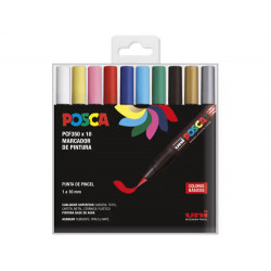 ROTULADOR UNI POSCA PCF-350/10C MARCADOR DE PINTURA PUNTA DE PINCEL BLISTER DE 10 UNIDADES