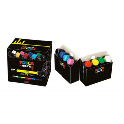ROTULADOR UNI POSCA MOP R PCM-22 MARCADOR DE PINTURA REDONDA 3-19 MM CAJA DE 8 UNIDADES COLORES SURT