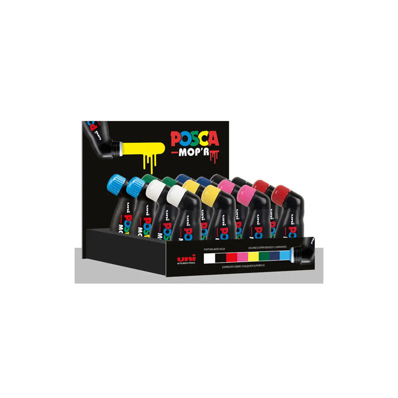 ROTULADOR UNI POSCA MOP R PCM-22 MARCADOR DE PINTURA REDONDA 3-19 MM EXPOSITOR DE 16 UNIDADES COLORE