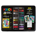 ROTULADOR UNI POSCA DIRTY HARRY MARCADOR DE PINTURA PUNTA CONICA MALETIN METALICO DE 20 UNIDADES COL