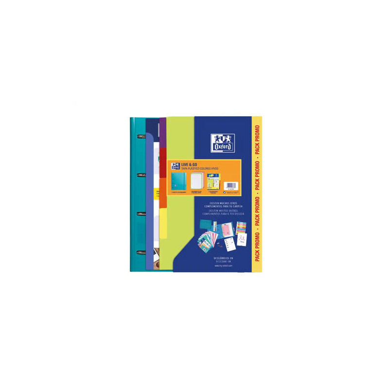 CARPETA CON RECAMBIO OXFORD EBINDER L&G VIVOS DIN A4+ 4 ANILLAS 35 MM RECAMBIO 80 H CUADRO 5 MM + JU