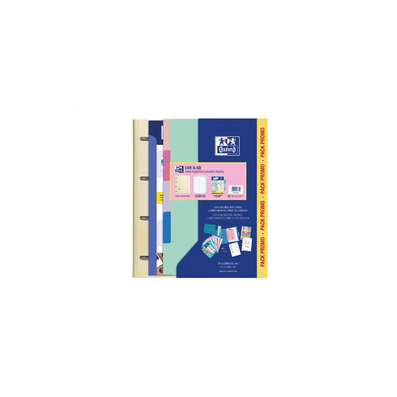 CARPETA CON RECAMBIO OXFORD EBINDER L&G PASTEL DIN A4+ 4 ANILLAS 35 MM RECAMBIO 80 H CUADRO 5 MM + J