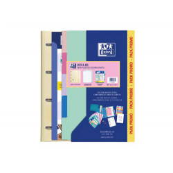 PACK CARPETA CON RECAMBIO OXFORD EBINDER L&G PASTEL + RECAMBIO 4 ANILLAS 80 H + JUEGO 5 SEPARADORES