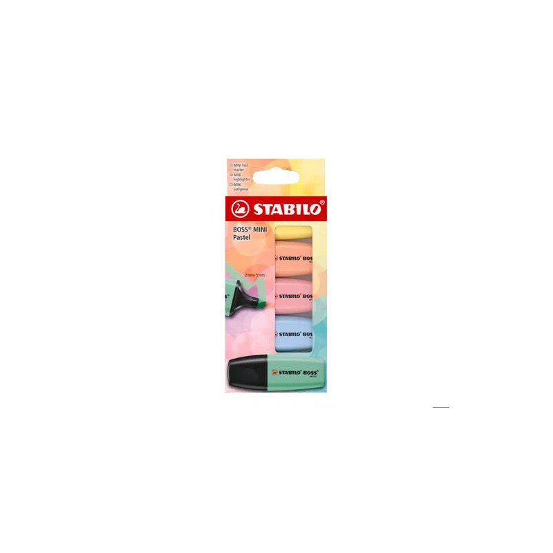 ROTULADOR STABILO BOSS FLUORESCENTE MINI PASTEL ESTUCHE DE 5 UNIDADES COLORES SURTIDOS