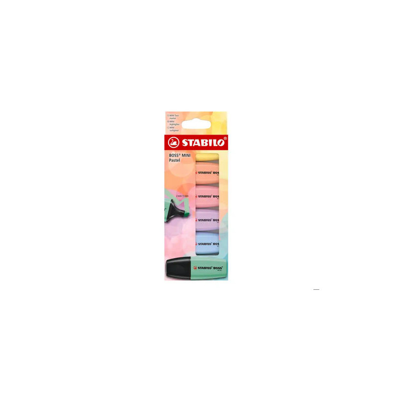 ROTULADOR STABILO BOSS FLUORESCENTE MINI PASTEL ESTUCHE DE 6 UNIDADES COLORES SURTIDOS